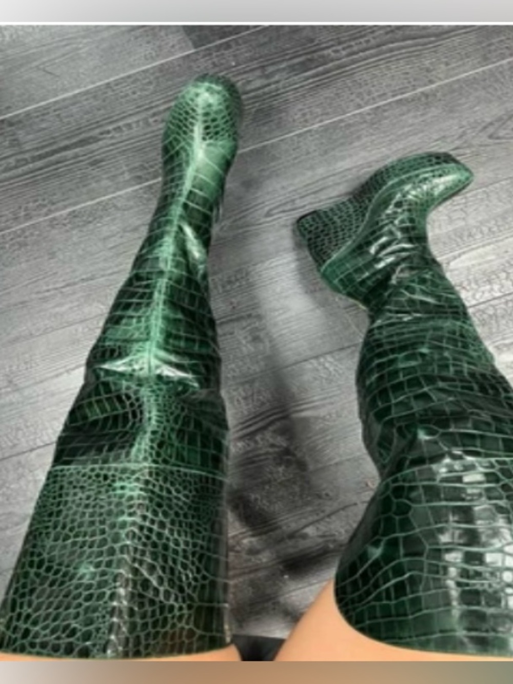 Jennifer Le Green Croc-Embossed wedge Heel Boots